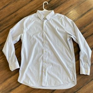 GAP Stretch Men’s Dress Shirt XLT White Blue Pinstripes